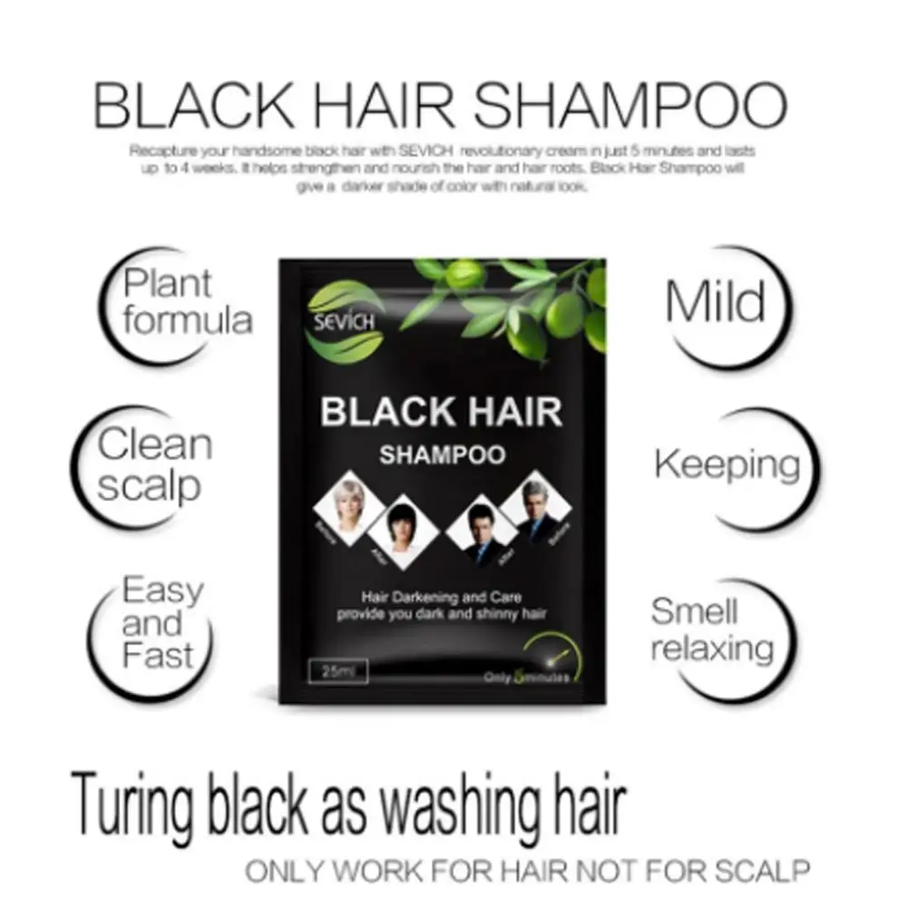 10Pcs Dexe Fast Black Hair Shampoo Fast White Become Coloring Brighten Smooth Grey Removal Beauty Health Safe 25ml