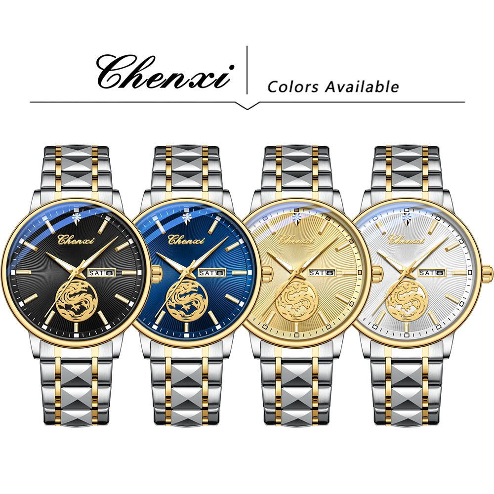 Relojes de negocios de lujo a la moda para hombre, relojes de cuarzo luminosos resistentes al agua, pantalla de calendario, reloj de hombre con esfera redonda dorado