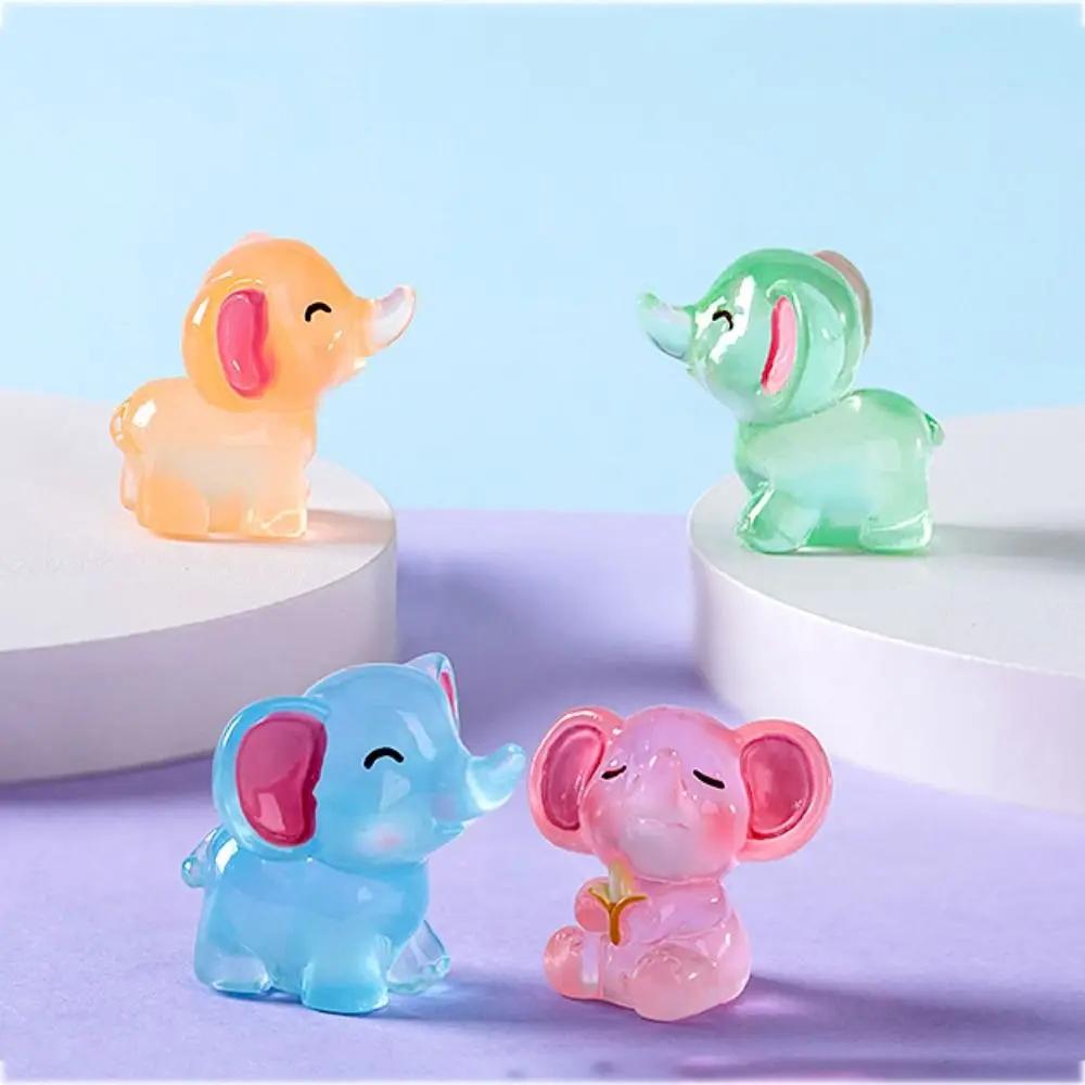 Little Dumb Elephant Handicraft Luminous Mini Elephants DIY 3D Elephants Resin Ornaments Cute Elephants Micro Landscape Outdoor