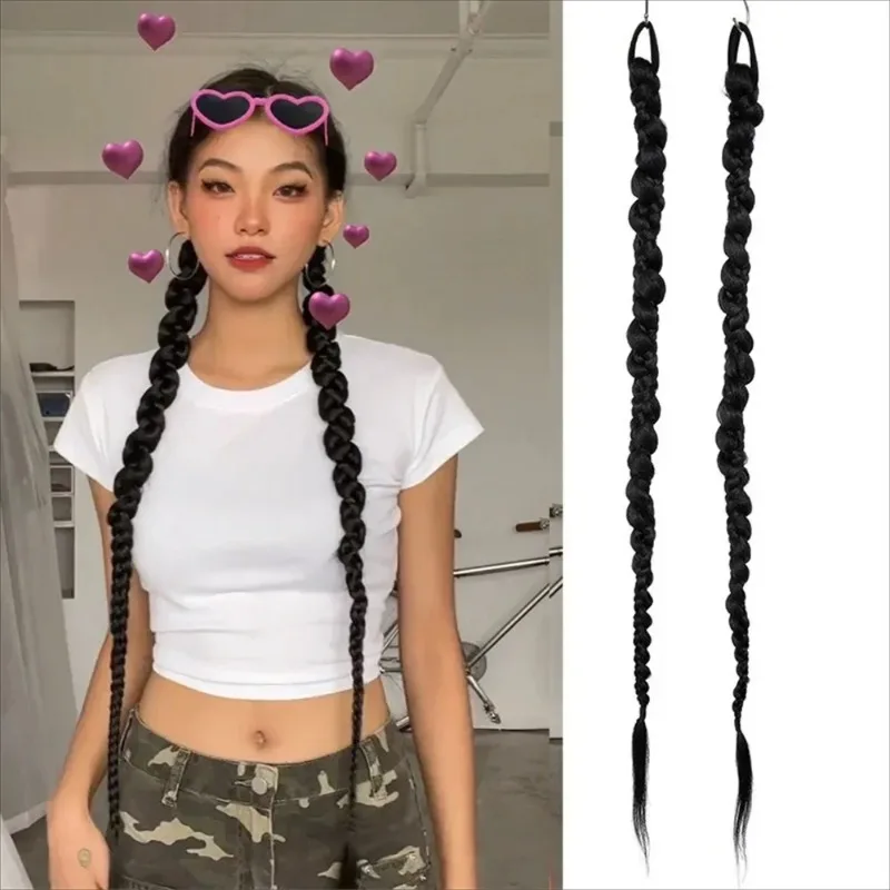 

Simulated Ponytail Synthetic Wig for Women Sweet Cool Daily Boxing Braids Accessories Braids Easy To Wear Ponytail Wig 70cm
