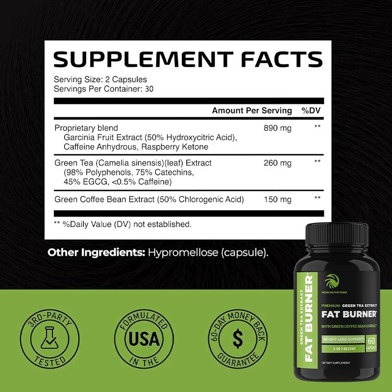 Green Tea Weight Loss | Belly Fat Burner, Metabolism Booster & Appetite Suppressant for Men and Women | 60 Capsules - Image 3