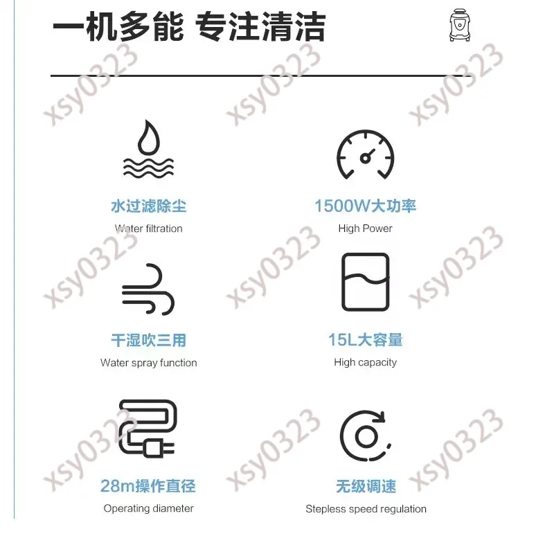 220V Water Filtration Wet Dry Vacuum Cleaner Household Dust Cleaner For Floor Sofa Furniture Cleaning