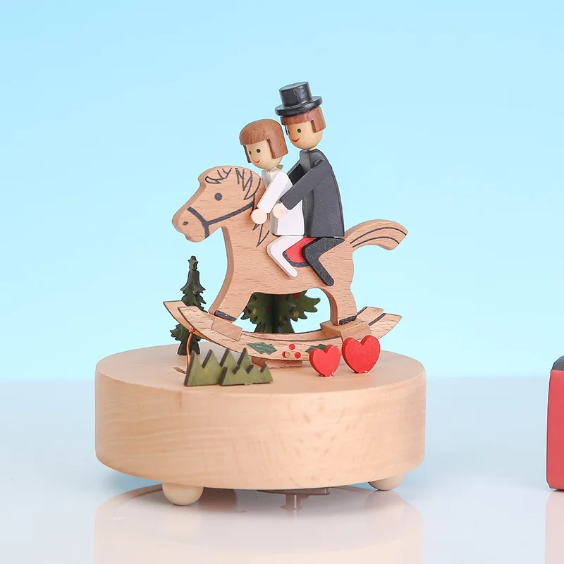 Wooden Music Box Clockwork Music Box Crafts. Christmas Gift Carousel Healing Music Box Birthday Gift Couple Carousel