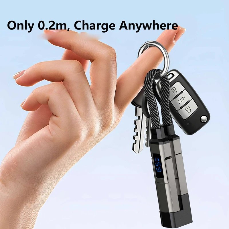 Intelligent Digital Display Super Fast Charging 4 in 1 Data Cable Keychain Data Cable Portable Short Line USB C Cable Power Line