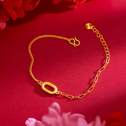 Pure 18k Gold Bracelet for Women Chain & Link Bracelets Romantic Wedding 999 Jewelry Gifts Disney Accessories