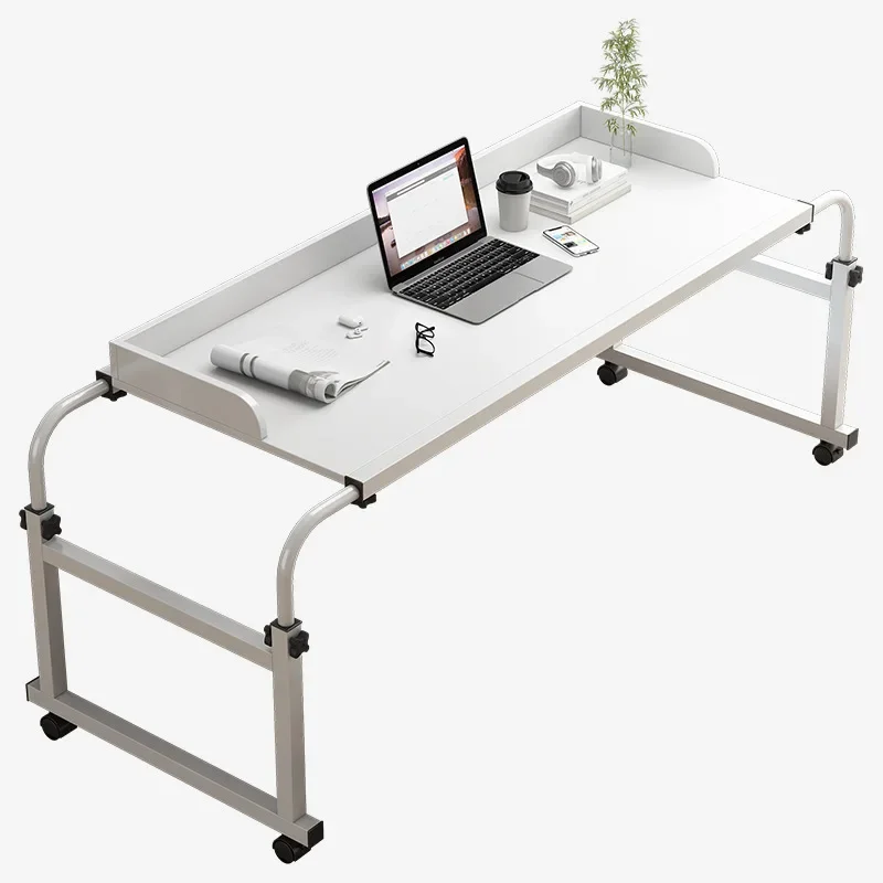 Multifunctional Rolling Laptop Desk, Portable Bedside Table with Storage Shelves, Adjustable Height and Angle Workstation