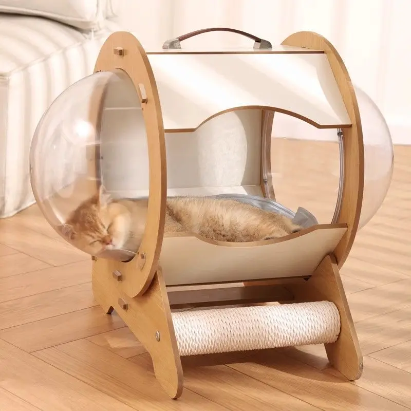 Cama cápsula de madera para gatos, nido acogedor y transpirable - imagen 5