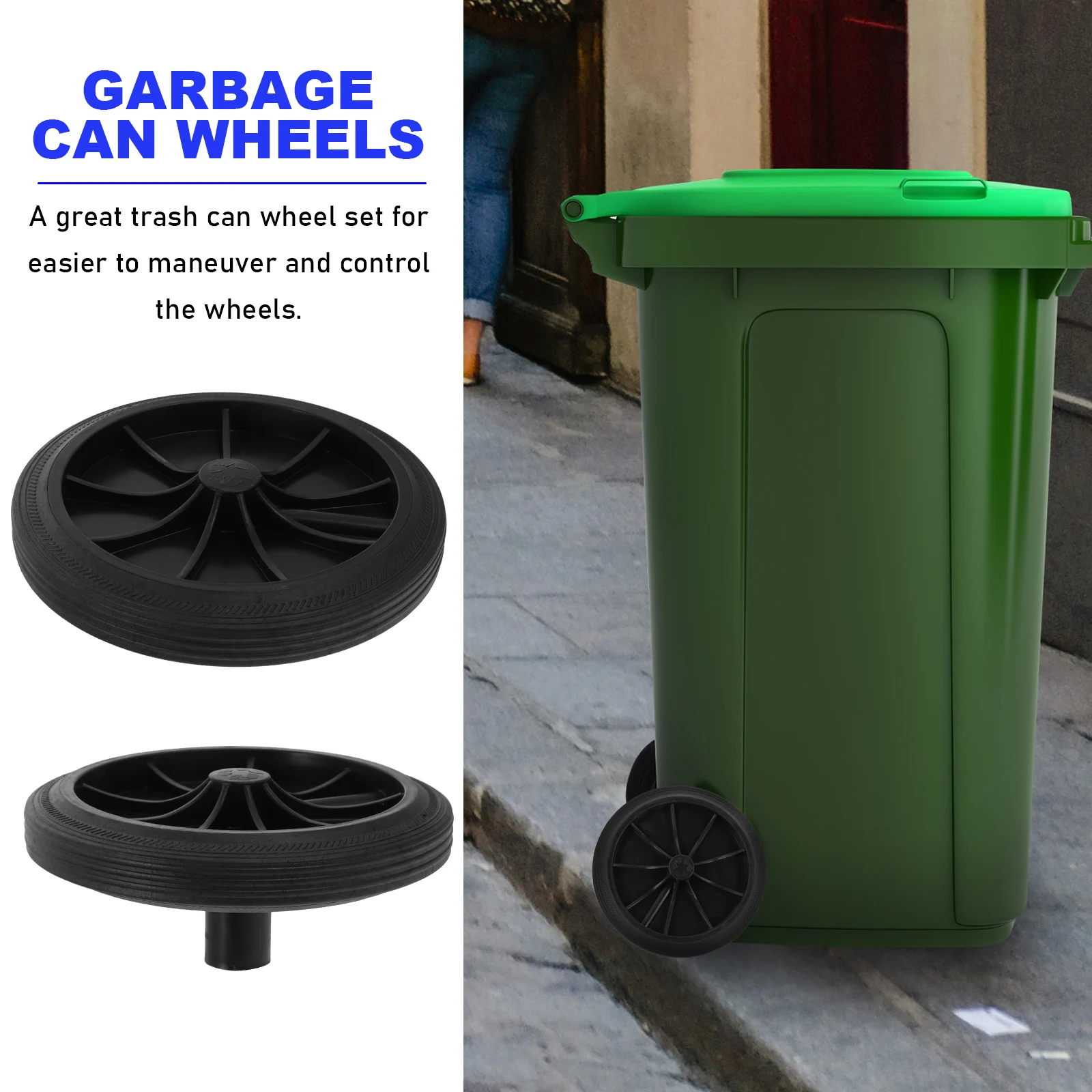 

2 Pcs Trash Cans Recycling Bin Replacement Wheels Garbage Waste Management Commercial Black for Recycle