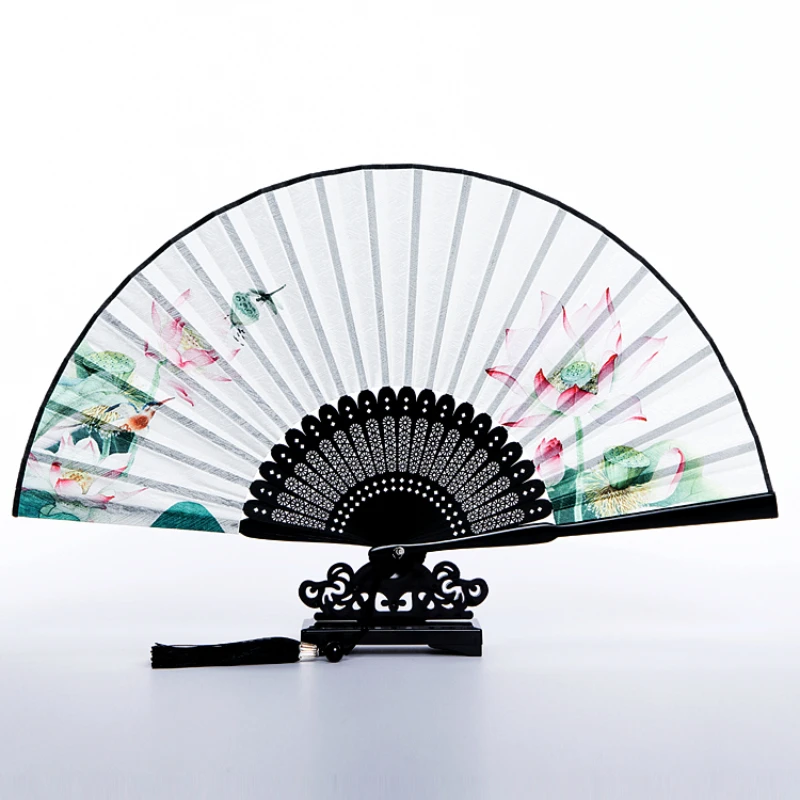 Summer Hand Fan Chinese Classical Ink Folding Fan Portable Retro Handheld Aya Silk Abanico Men Women Hanfu Decorative Ventilador