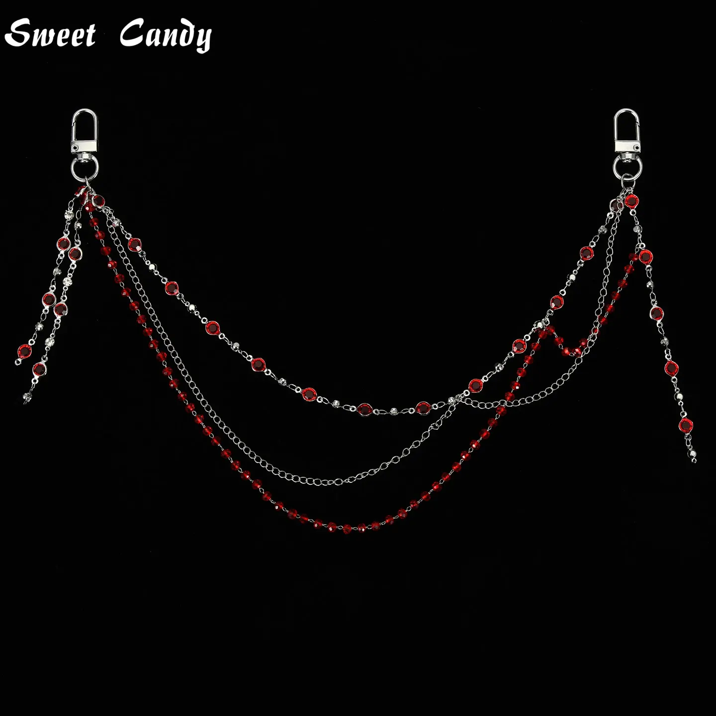 ITA Bag Decoration Trendy HipHop Double Layer Jeans Chain with Keychain Unisex Waist Accessory for Women Bag Decoration Pendant