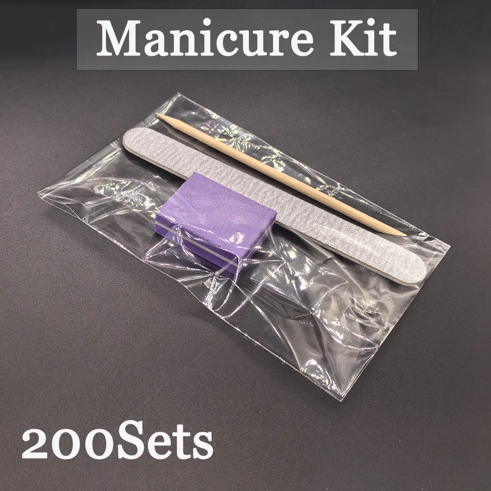 

200Set/Case Salon Nail Kit Professional Nails File Buffer Block Wood Stick Manicure Set