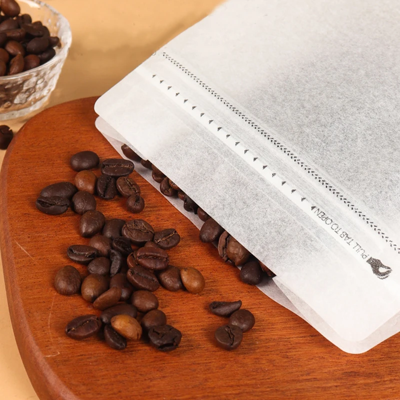 Zip Lock Bags for Coffee Beans Tea Heat Sealing Packaging Pouches Thick Stand Up White Cotton Paper Resealable Storage 25pcs