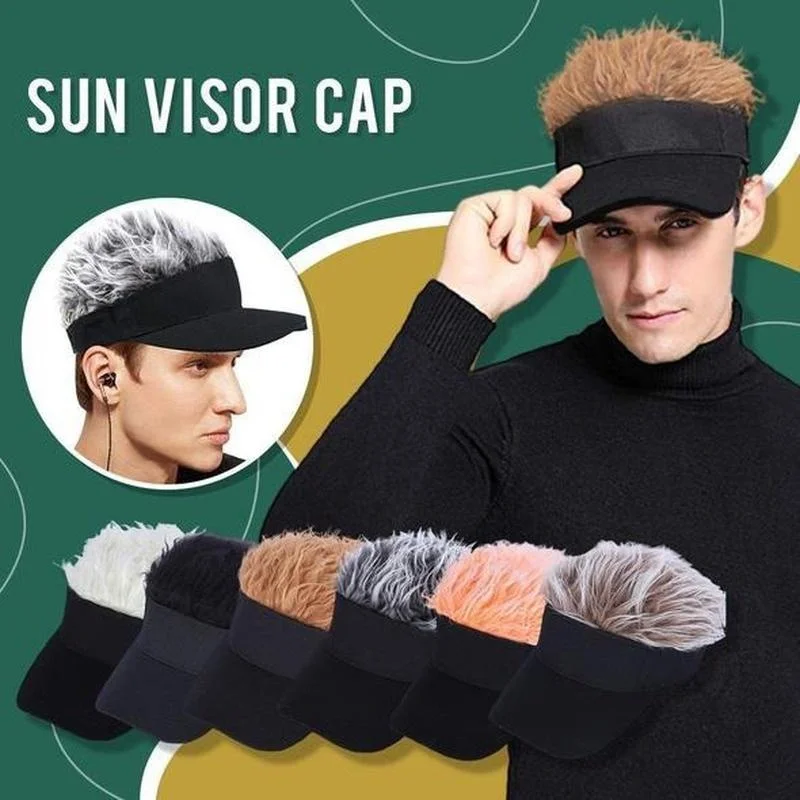 

New Men Women Casual Concise Sunshade Adjustable Sun Visor Baseball Cap Spiked Hairs Wig Baseball Hat With Spiked Fake Hair Hat