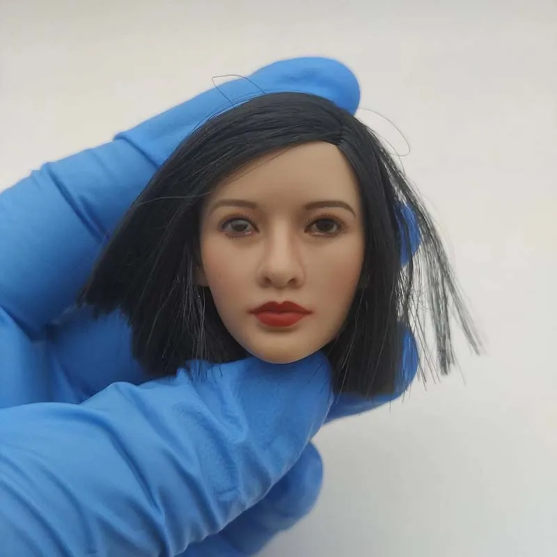 

1/6 Scale Jing Tian Head Sculpt Chinese Girl Short Hair Head Carving Model Toys Suntan