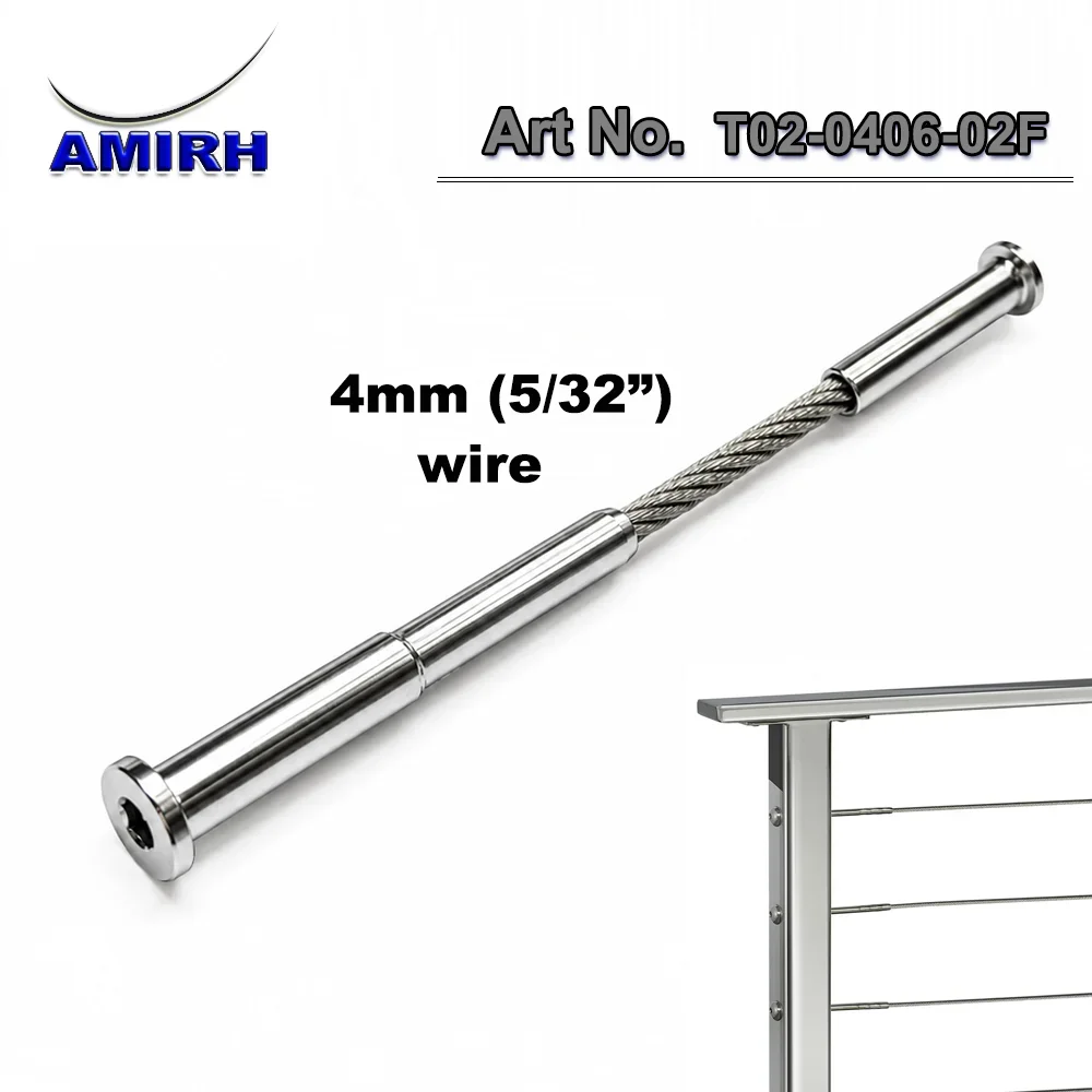 4mm Stainless Steel 316 Cable Railing Kit with Flat/Dome Head Tensioner Swage Stud And Dome Head Terminal for Deck Balustrade