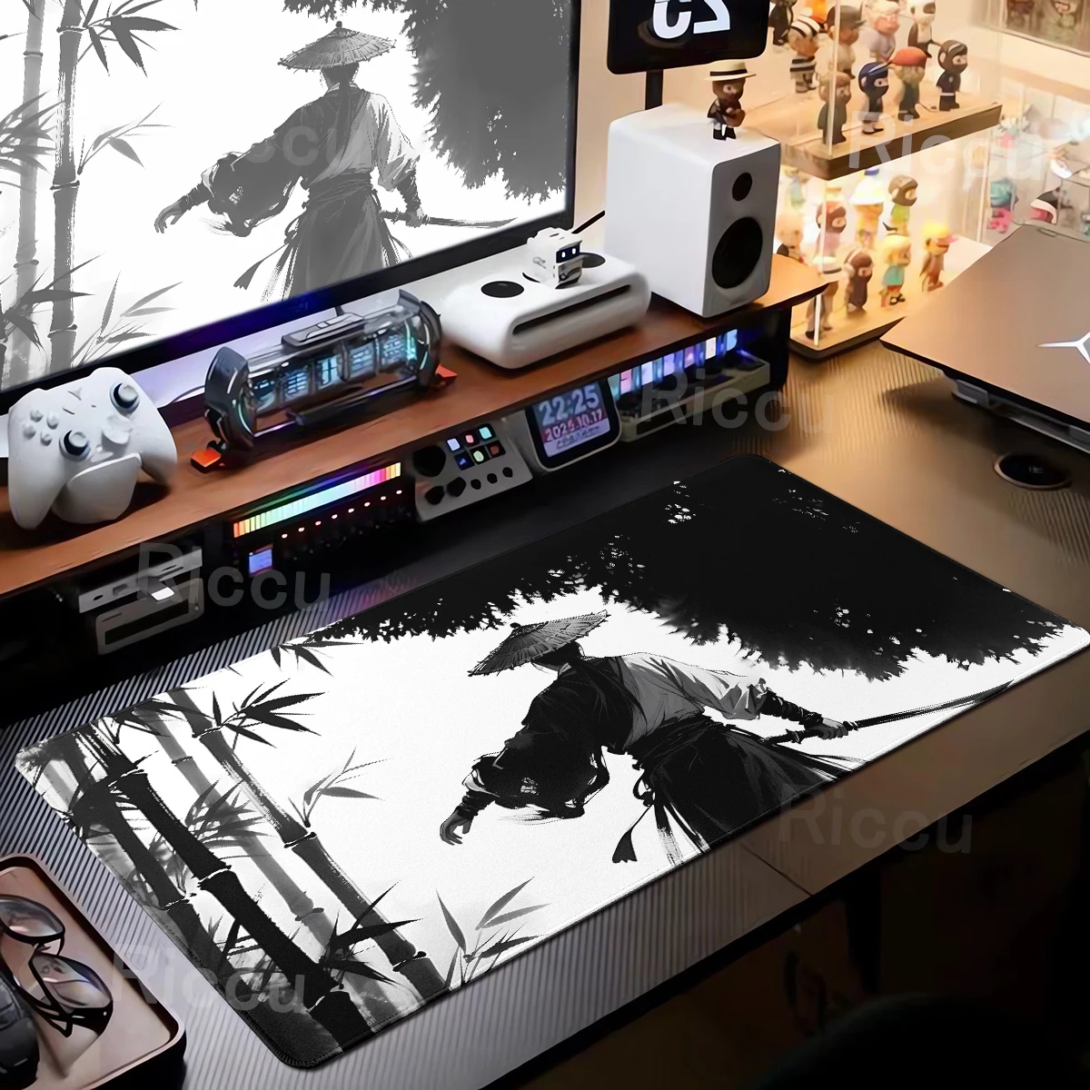 Schwarz Weiß Samurai Krieger Mauspad Schreibtisch Zubehör Gamer Tastatur Tisch Matte Büro Unternehmen Mousepad Gaming Laptop Zubehör