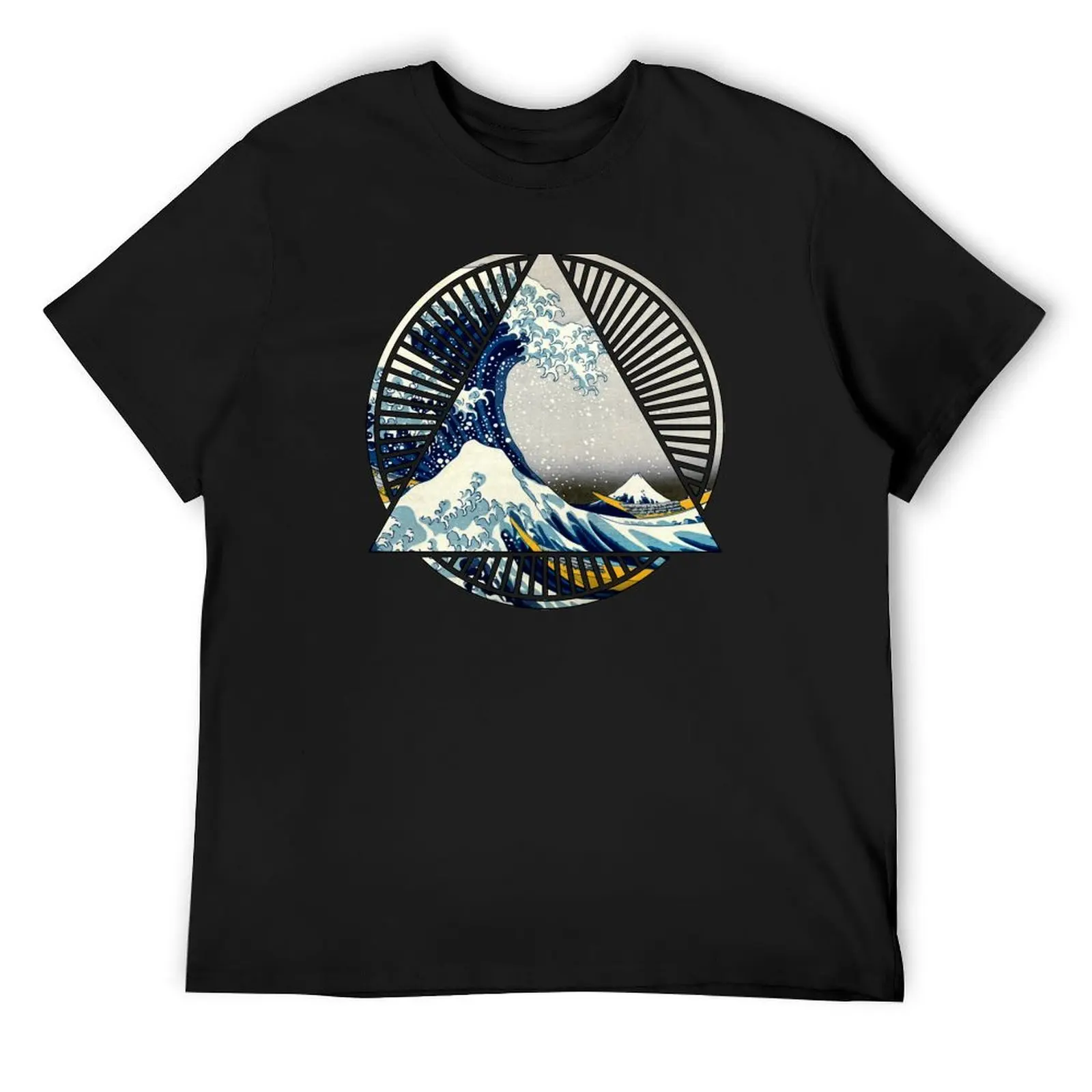 Vintage Hokusai Mount Fuji Great Tsunami Wave Japanese Geometric Manga Shirt T-Shirt kawaii clothes anime figures mens fashion