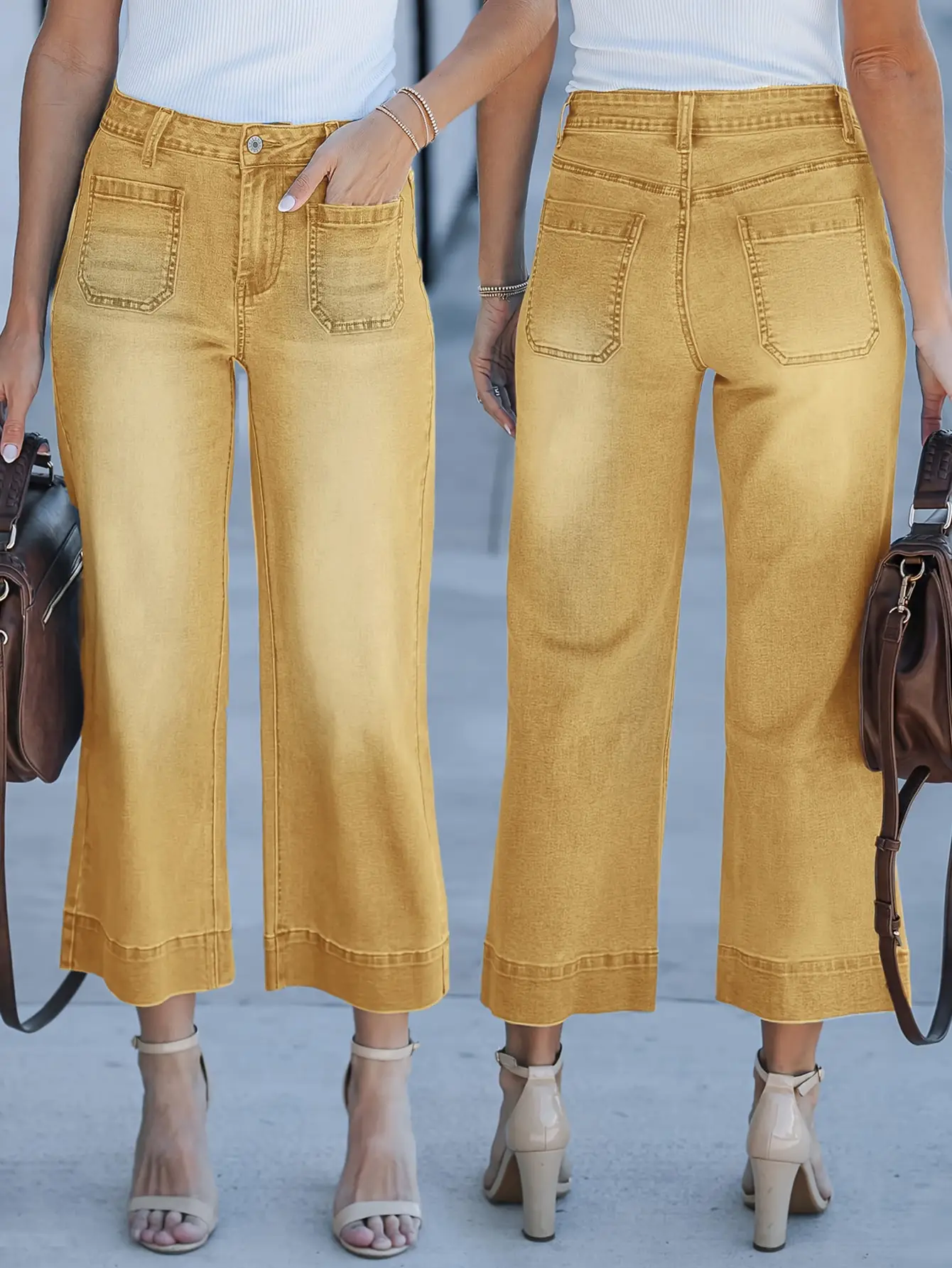 

Женские желтые джинсы свободного кроя — удобная и стильная повседневная одежда для повседневной моды