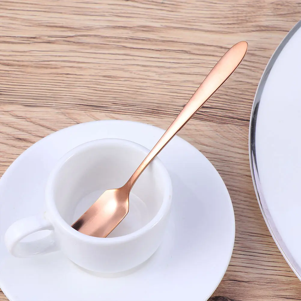 

2Pcs Square Head Dessert Spoons Thick Sturdy Stainless Steel Ice Cream Cake Food Tableware Serving Spoons Home Tableware