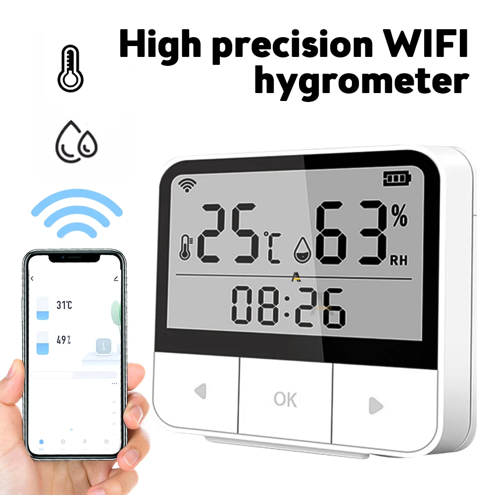 

Smart Thermostat wifi Tuya smart home Humidity Sensor Hygrometer Thermometer with LCD Display Support for Alexa Google Assistant