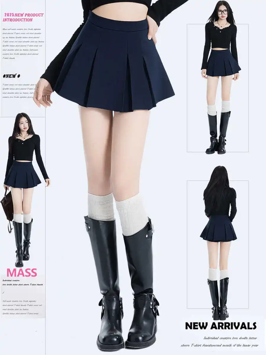 

Осень-зима 2022, женская мини-плиссированная юбка трапециевидной формы в консервативном стиле Y2k Shoujo с высокой талией, кокетка Gyaru, корейская мода, новинка Cutecore