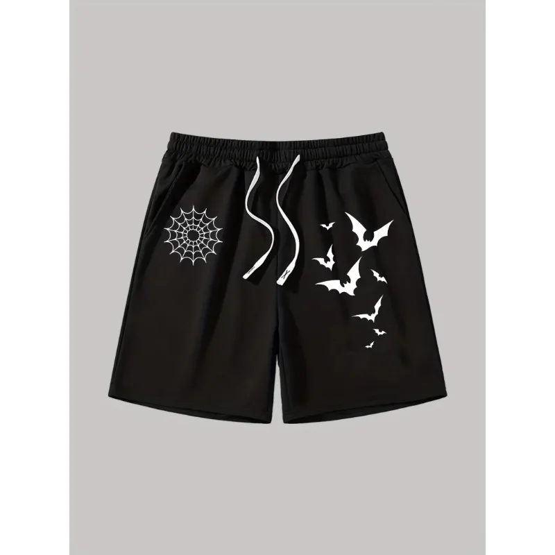 

Мужские повседневные спортивные брюки с узором на тему Хэллоуина и шорты с принтом паутины, летние шорты в уличном стиле.