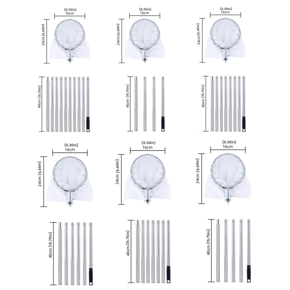 Stainless Steel Splicing Rod High Tree Orchard Picking Tool Fruit Picking Tool Fruits Catcher for Apples Mango Lemon Orange