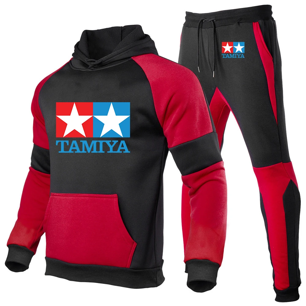 2024 Spring Autumn Men's TAMIYA Legendary 90 Car Toy Classic Print  Fashion High Quality Hoodies+Sweatpants Splicing Sports Sets