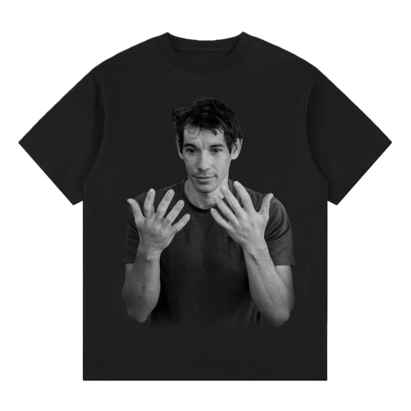 Camiseta Alex Honnold con estampado gráfico de gestos, camiseta para hombres y mujeres, de algodón, estilo oversize, informal, a la moda, de manga corta, estilo Y2K.