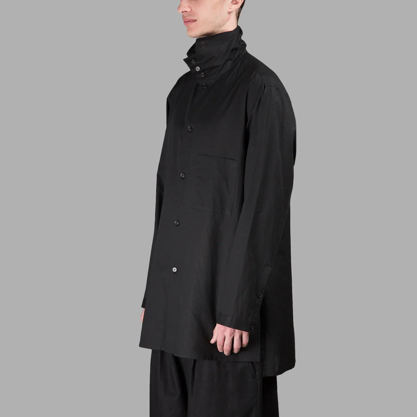 

YOJI OOAK ХЛОПКОВАЯ СОРОЧКА ПОПЛИНКА 100% хлопок рубашка средней длины с высоким воротником независимый дизайнер