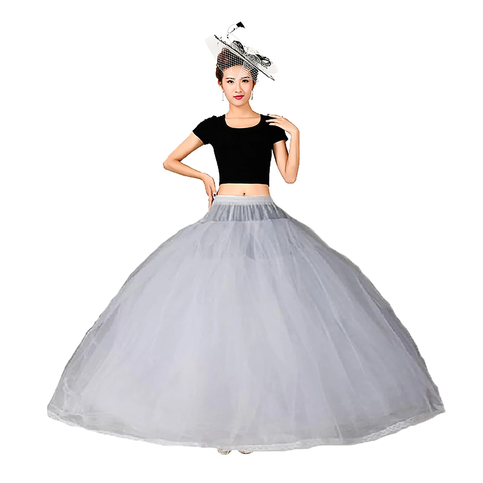 

8 Layer Tulle Hoopless Petticoat Ball Gown Crinoline Slip Underskirt Quinceanera Dresses Undergarment No Ring Eight Layers