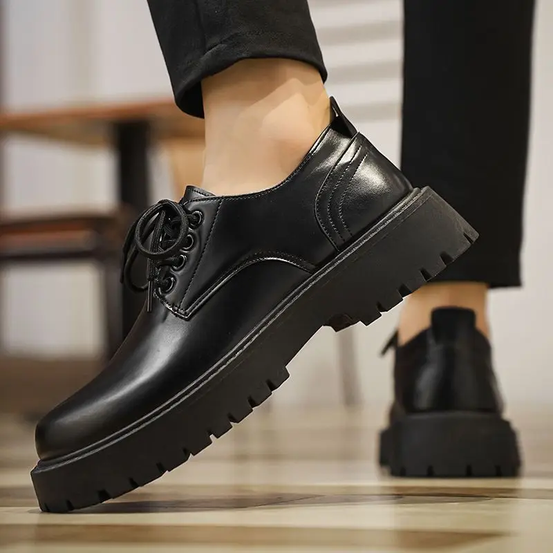

Легкая мужская повседневная обувь, увеличивающая рост, дизайнерская классическая оригинальная элегантная мужская обувь из искусственной кожи 45, однотонная обувь большого размера