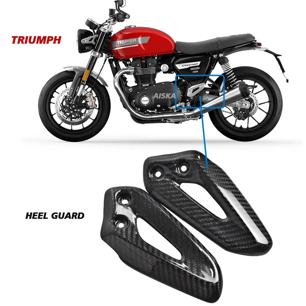 3K Real Carbon Fiber Motorcycle Heel Plate Rearset Guard Foot Peg Protector  Accessories For TRIUMPH Speed Twin 2019 - 2023 2024