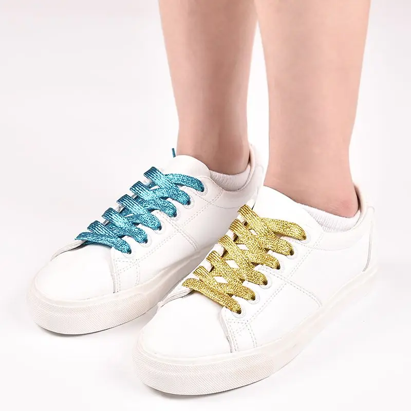 Cadarços coloridos brilhantes para sapatos esportivos, cadarços brilhantes, cadarços dourados e prateados, 60-180 cm, 25 cores