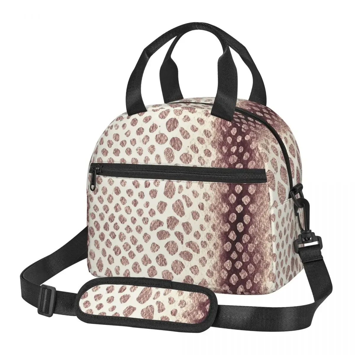 תיקי ארוחת צהריים בצבע עור נחש מים בגרסה בז' מבודדת תיבת בנטו נגד נזילות תיק ארוחת צהריים לפיקניק תיק תרמי לעבודה לנשים