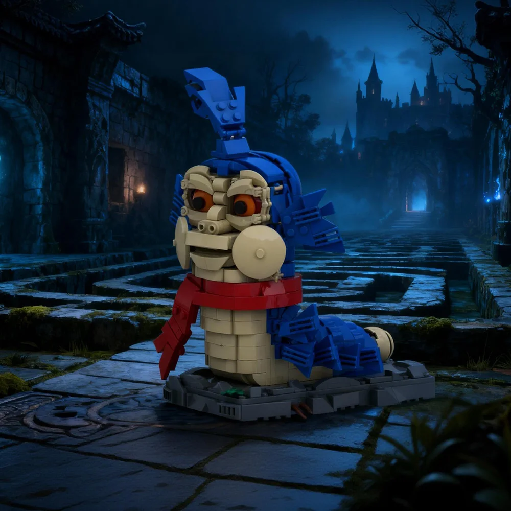 MOC labyrinthe 1986 le ver blocs de construction modèle film d'horreur le ver visage humain monstre briques assemblage jouets enfants bricolage cadeaux