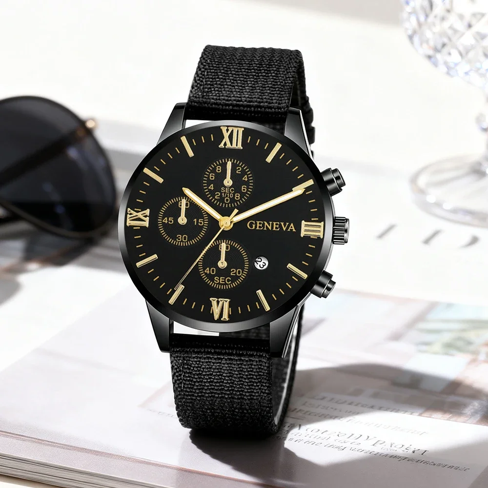 1 men's watch, canvas strap, fashionable and casual, the best gift for the latest fashion styles