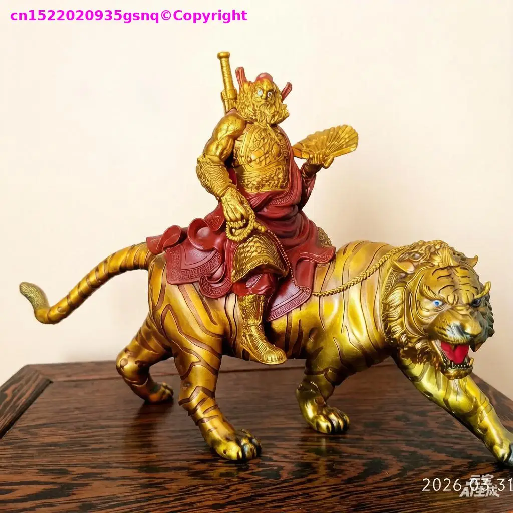 TOP Lucky FENG SHUI Mascot  bronze sculpture Tiger-Riding Mage home expel demons copper Figurine shop Attract Wealth Ornament