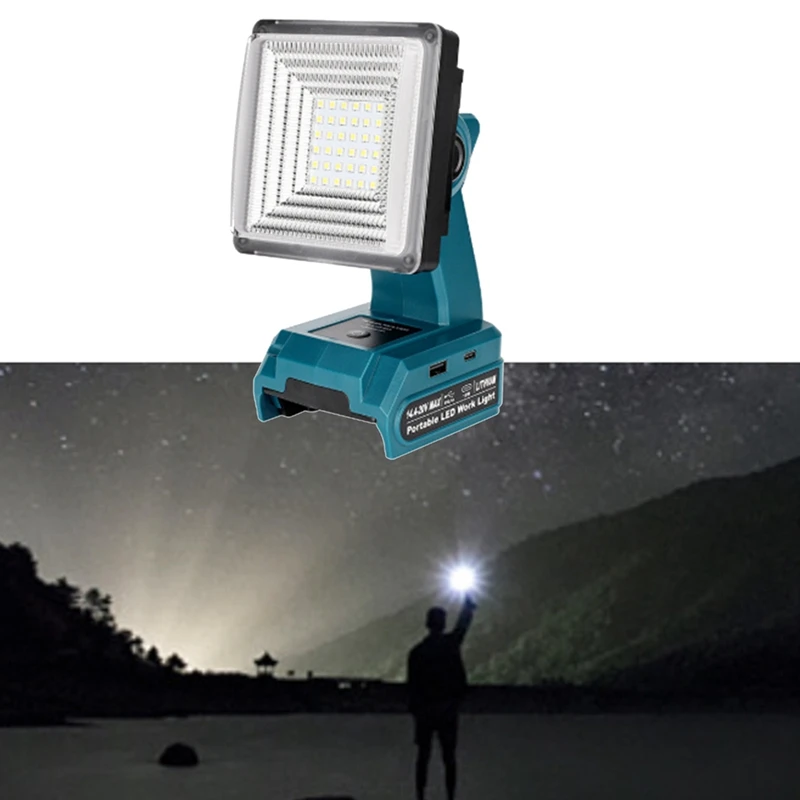 Luz de iluminación LED para Makita 14,4-20V batería de iones de litio 15W luz de inundación LED luz de iluminación inalámbrica para sitios de construcción