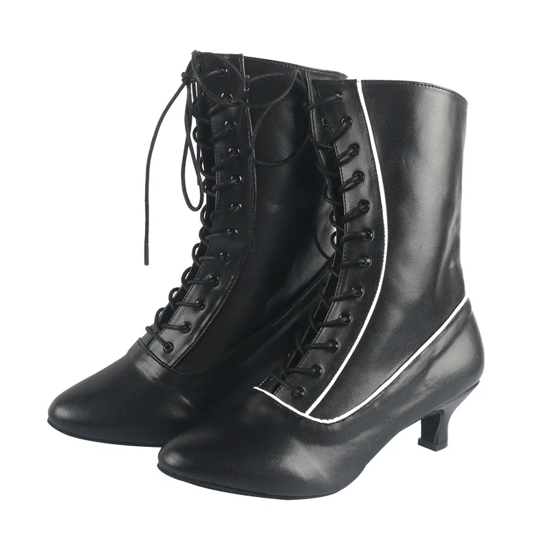 

2026 New Year Gift for Women Black Dance Boots Customized Lady Jazz Chacha Street Party Fashion Dance Shoes Suede Sole