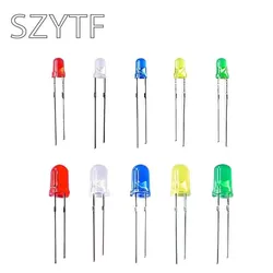 100PCS/lot 3mm LED Diode Kit 3 mm Light Emitting Warm White Green Red Blue Yellow Orange Purple UV Pink LED DIY