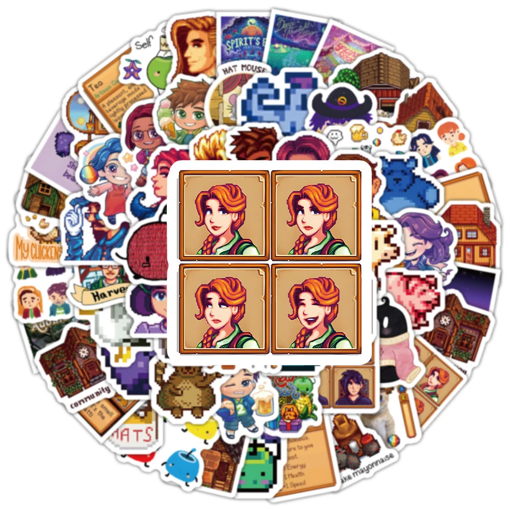 10/30/50/100pcs Pixel Style Game Stardew Valley Stickers Cute Cartoon Decals Decor DIY Phone Laptop Luggage Fun Graffiti Sticker