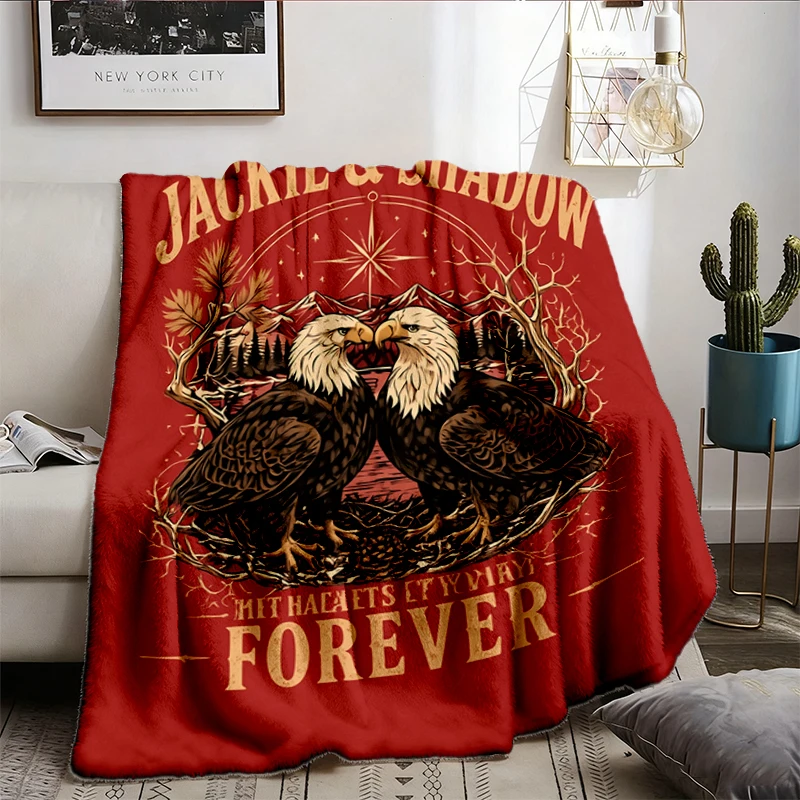 Jackie and Shadow Eagle Soft Blanket, Two Hearts One Sky Forever Comfy Blanket, Big Bear Bald Eagle Couple Flannel Blank