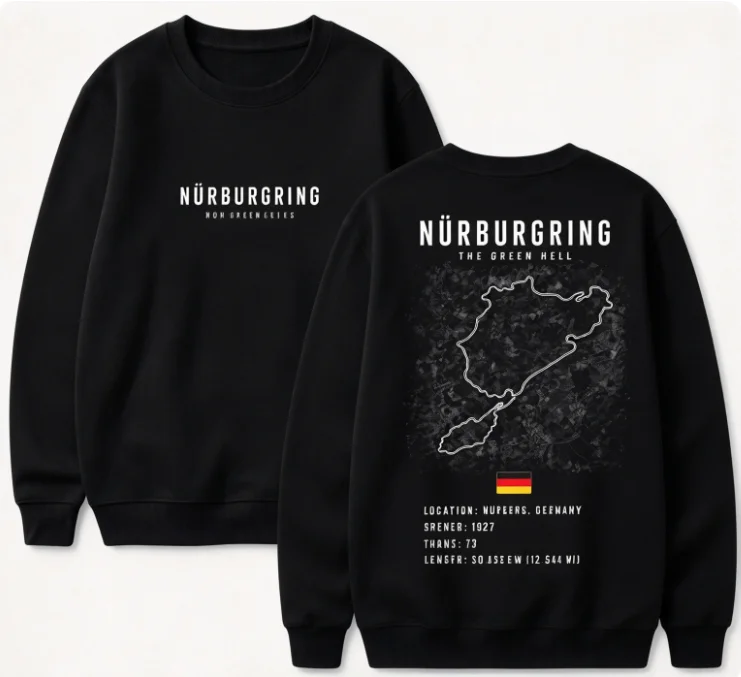 2026 Unisex round-neck hoodie with track map letter print, loose-sleeved long-sleeved pullover shirt for streetwear top.