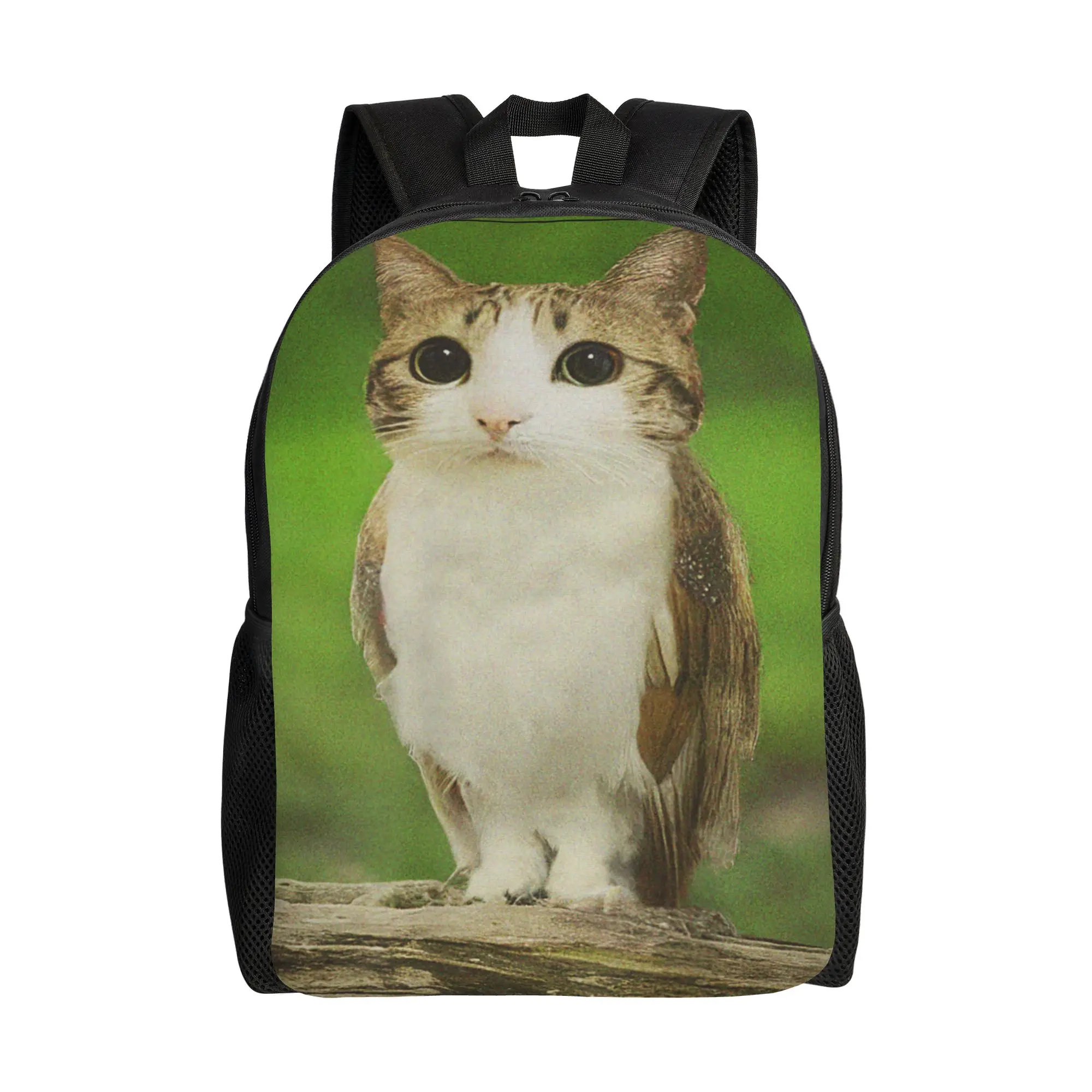 

Cat Owl Funny Cursed Internet Trendy Meme Backpack Style Backpacks Boy Girl Outdoor Breathable School Bags Designer Rucksack