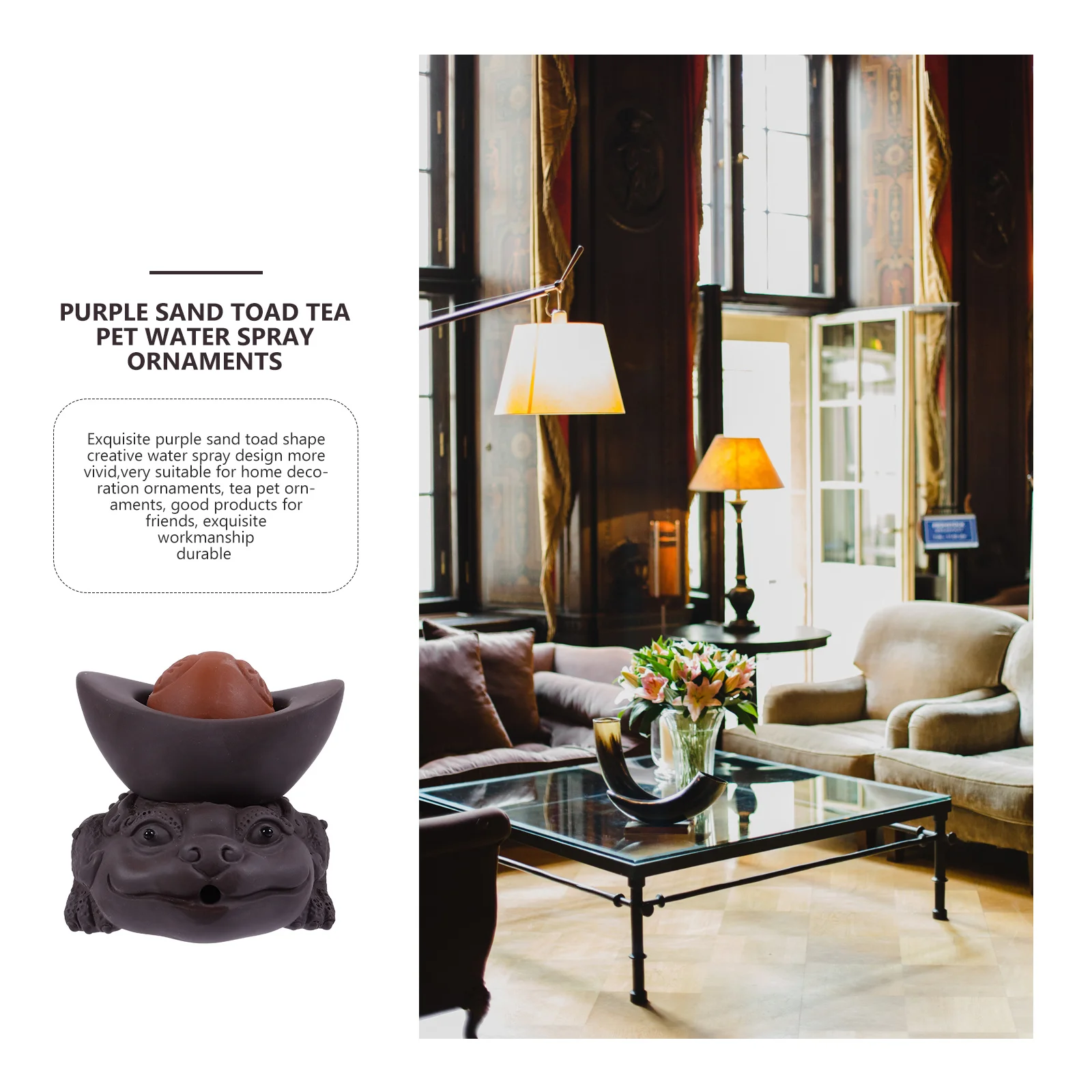 

1Pcs Chinese Purple Clay Tea Pet Water Spray Zisha Pottery for Tray Home Decor High Collection Value