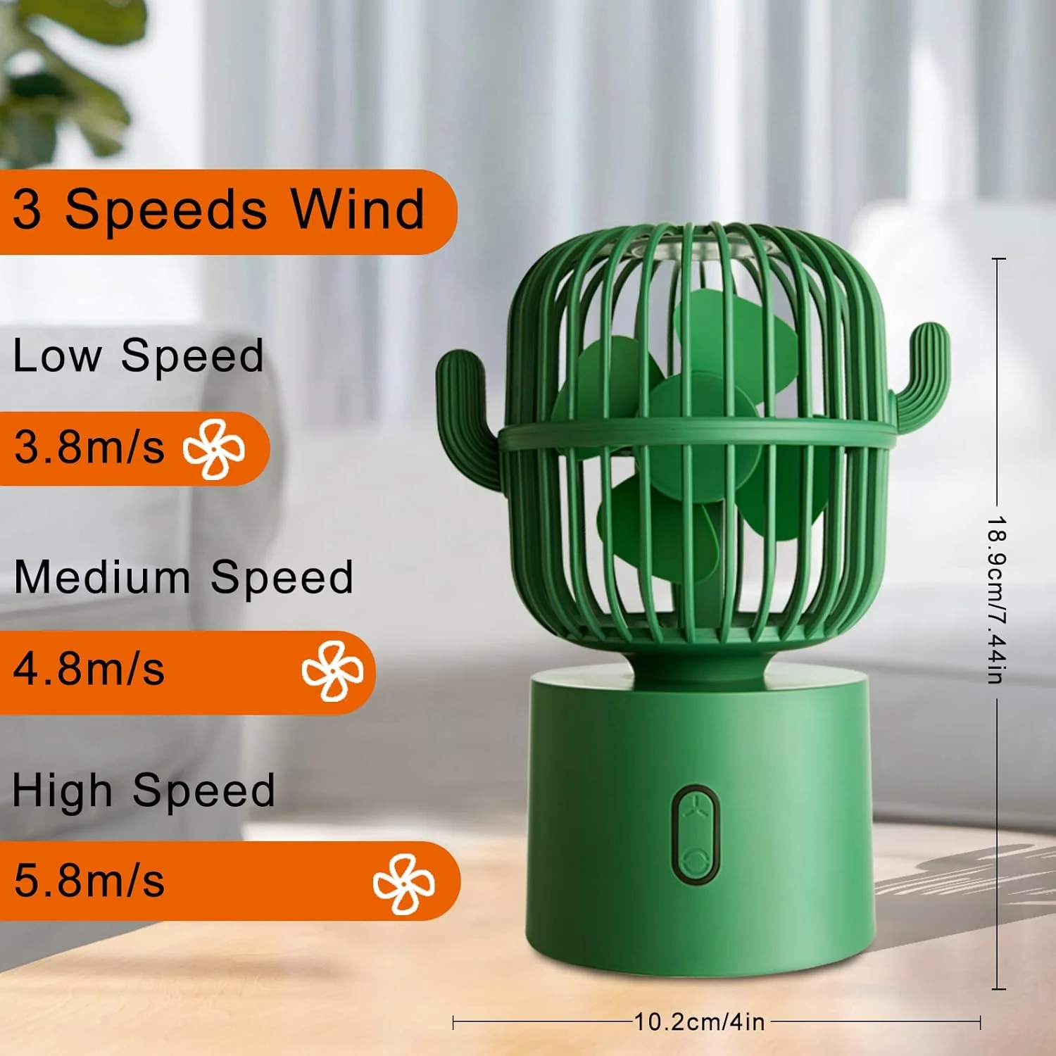 Cactus Fan, Cute Desk Fan Small Mini Office Desk Fan Quiet,  USB Portable Fans  Speeds Strong Wind, Cactus Office Supplies, Pers