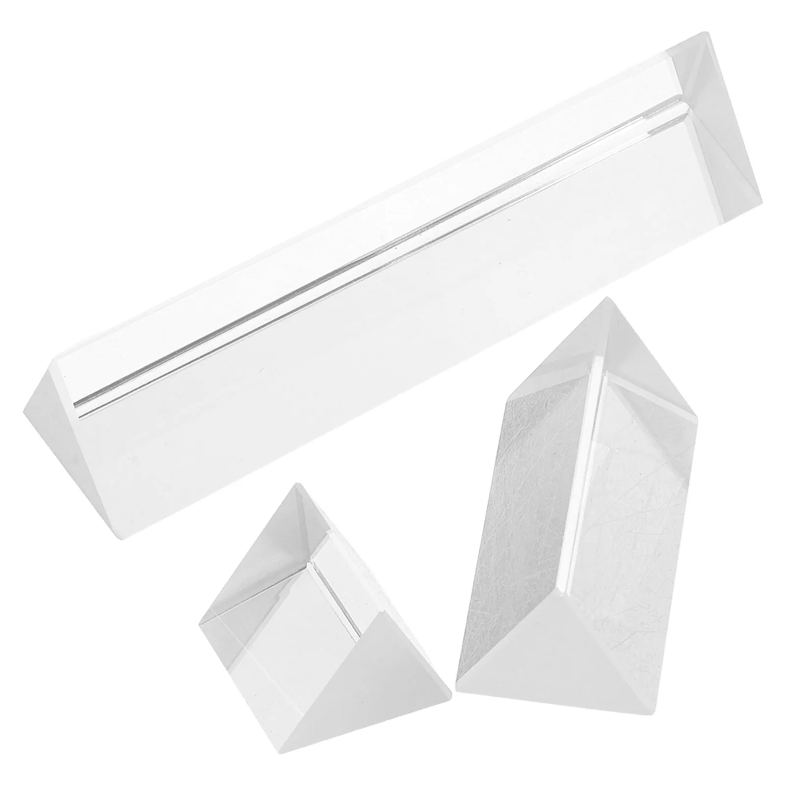 3Pcs Optical Teaching Prisms Crystal Triangular Prism Set for Photography Physics Experiment Clear Glass Refraction Optical