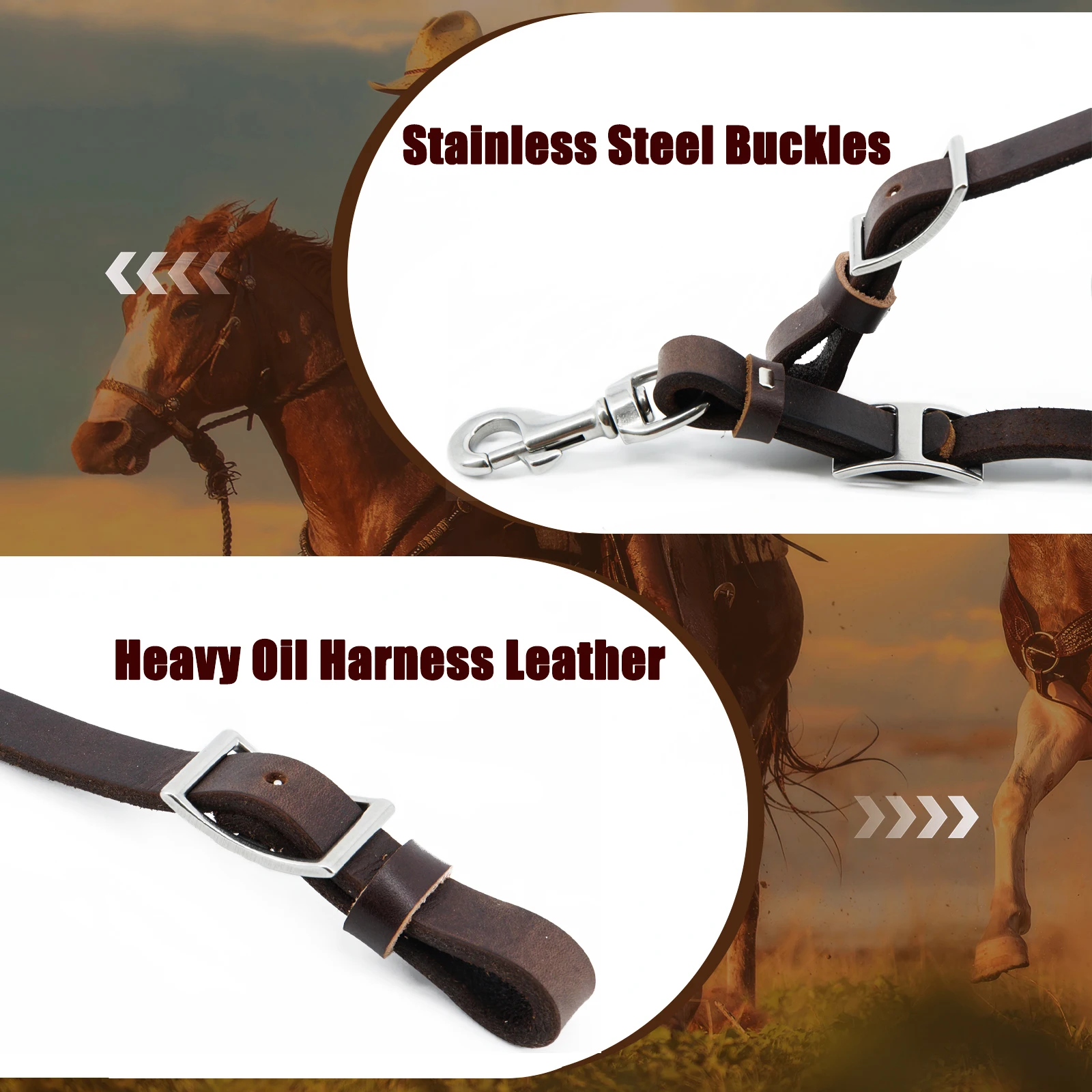 Leather Horse Tie Down Strap by Heavy Oil Weighted Harness , 3/4"x40", Horse Tack Storage