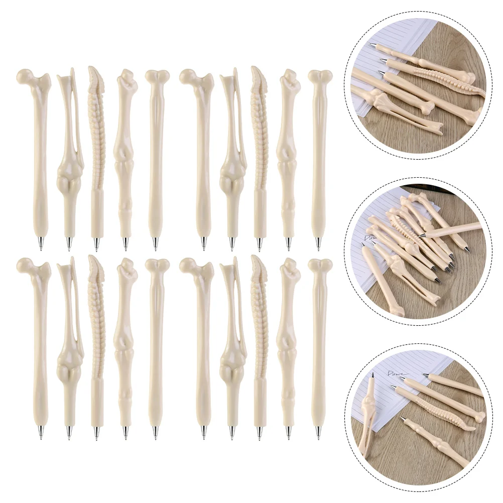 20 Pcs Novelty Pens Bone Ballpoint White Students Writing Pencil Cute Abs Creative Nurse